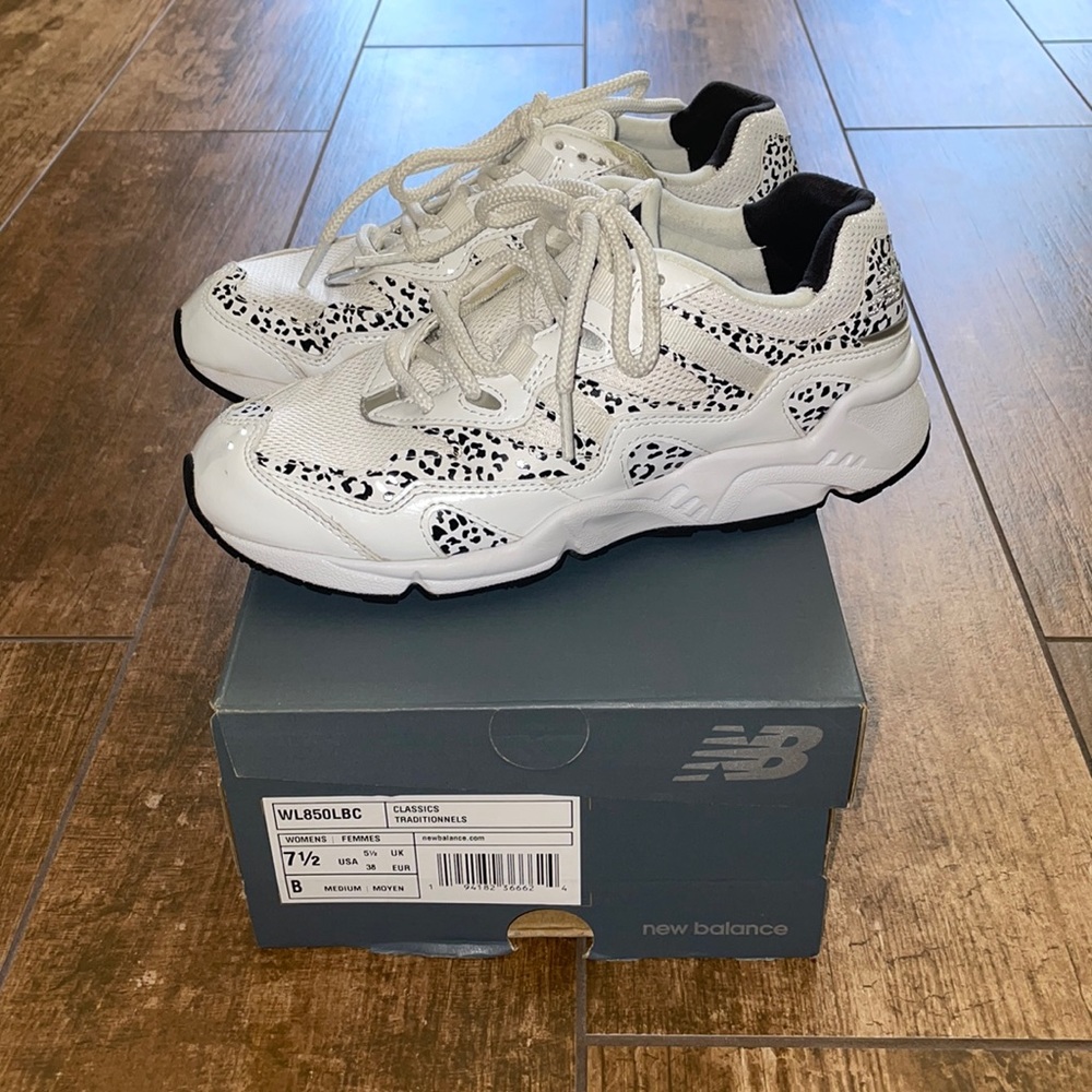 NEW BALANCE Womens Classics 850 Size 7.5 Black and White Leopard Animal Print